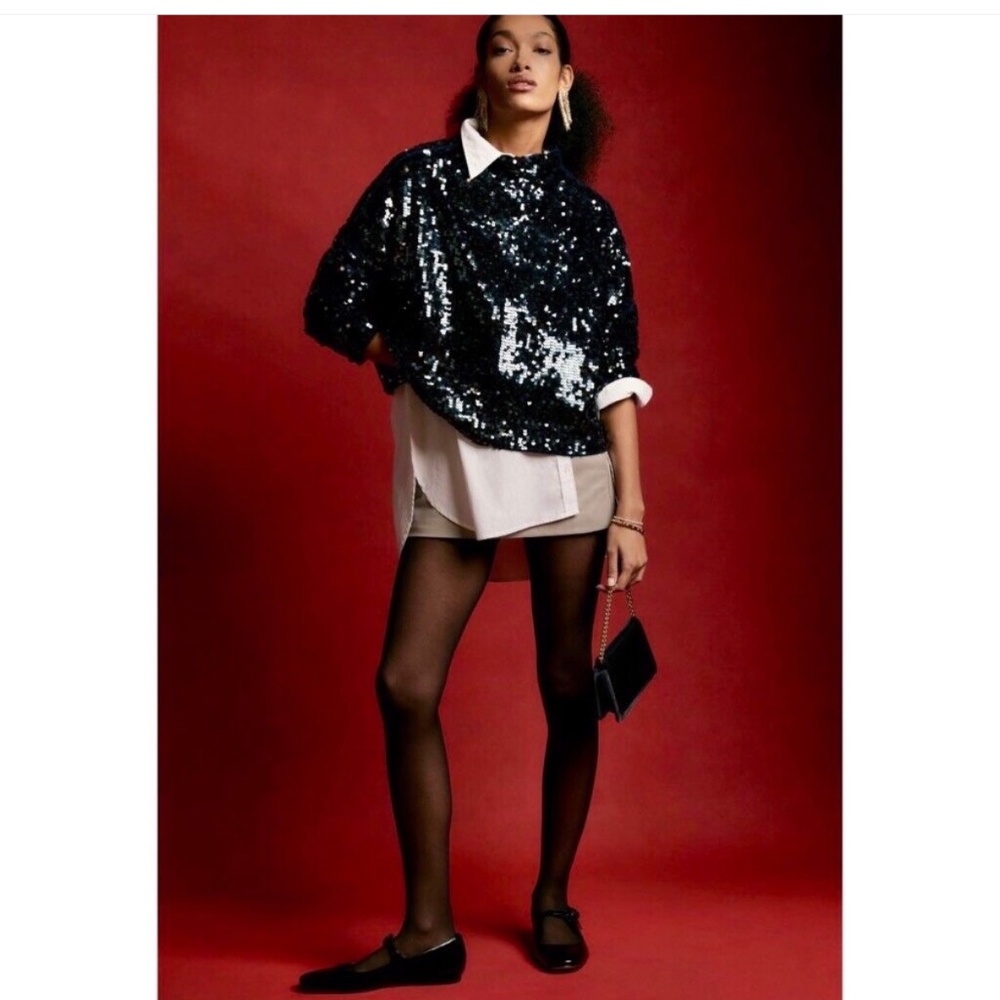 Pilcro Alani Mock Turtleneck Navy Blue From Anthropologie
